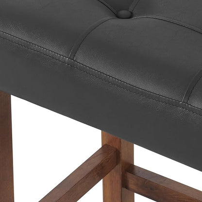 Alaterre Furniture Madison 30-Inch Bar Stool with Faux Leather Seat - Barstool for Kitchen Island or Bar - Backless Barstools (Walnut/Black)