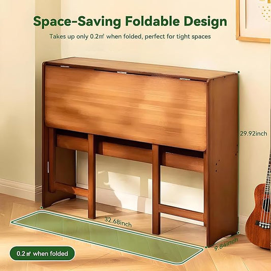 Bamboo Folding Desk Mid Century Modern Desk for Home Office Bedroom Small Spaces, Brown