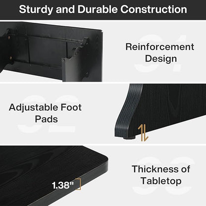 Tribesigns 63" Large Executive Desk for Home Office, Spacious Computer Desk with Ample Leg Room, Double PC Gaming Writing Table Study Desk with Sturdy Legs, Black
