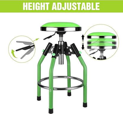 WORKPRO Garage Bar Stool, Heavy Duty Adjustable Hydraulic Shop Stool, 29in to 33. 86in, 330-Pound Capacity, Green