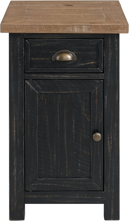 Martin Svensson Home Monterey Chairside Table with Power, Black and Driftwood