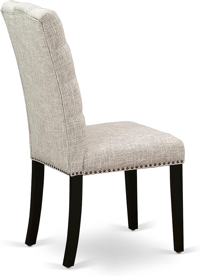 East West Furniture X677EL635-7 7 Piece Dining Table Set Consist of a Rectangle Kitchen Table with X-Legs and 6 Doeskin Linen Fabric Parson Dining Room Chairs, 40x72 Inch, Multi-Color