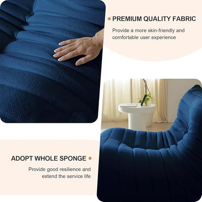 Luxury Sofa Couch Chair, Lazy Floor Seating, Fireside Bean Bag Chair, Ergonomic Tatami Sofa Lounger for Living Room, Bedroom, Office, Loveseat, Blue