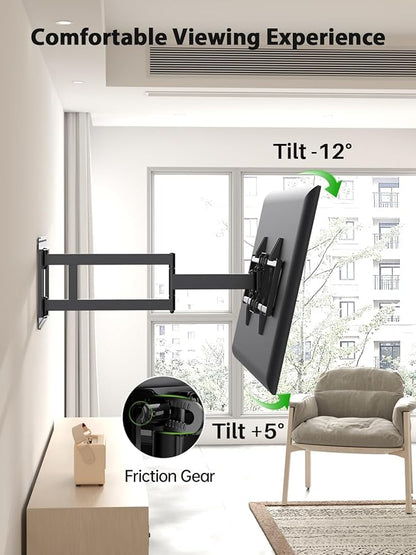 USX Mount Long Arm TV Wall Mount for Most 42-90 inch Television 40 Inch Extension Full Motion TV Mount，Wall Mount Bracket with 90°Swivel Up to 150lbs Fits 16” 18” 20” 24” Stud VESA 800x400mm