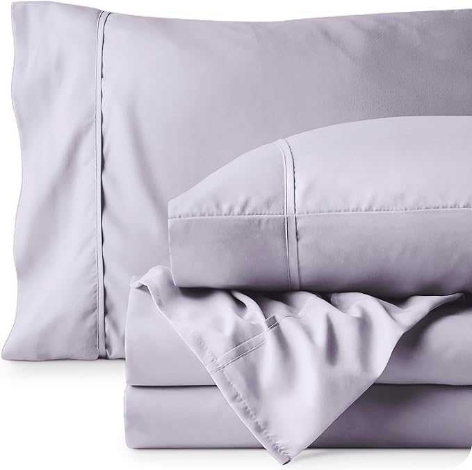 Bare Home King Sheet Set - 1800 Ultra-Soft Microfiber King Bed Sheets - Double Brushed - Deep Pockets - Easy Fit - 4 Piece Set - Bed Sheets (King, Light Lavender)
