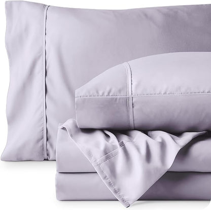 Bare Home California King Sheet Set - 1800 Ultra-Soft Microfiber Cal King Bed Sheets - Double Brushed - Deep Pockets - Easy Fit - 4 Piece Set - Bed Sheets (Cal King, Light Lavender)