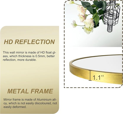 Bathroom Mirrors for Wall,Gold Frame Mirror,30'' Round Circle Mirror for Entryway Bedroom Vanity(30'',Gold)