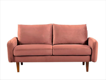 Container Furniture Direct Kent Velvet Loveseat Sofa for Modern Living Rooms and Compact Spaces, Comfy 2 Seater Couch Studio Apartment Furniture with Sleek Design, Rose