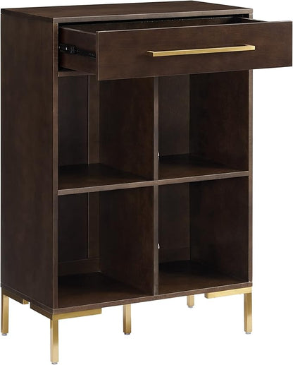 Crosley Furniture Juno Cube Bookcase and Record Player Stand with Storage for Vinyl Records, Dark Brown