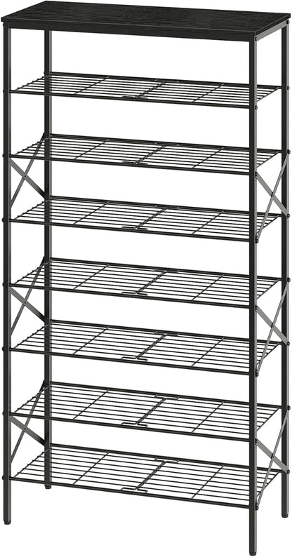 8 Tier Shoe Rack, Large Capacity Shoe Storage Organizer Holds 32 Pairs, Sturdy and Stable, for Entryway, Hallway, Closet, Dorm Room, Black SS08BB