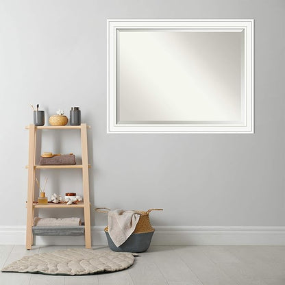 Amanti Art White Bathroom Mirror for Over Sink, 35x45 Craftsman White Rectangle Vanity Mirror, X-Large Casual Wood Frame, Hangs Horizonally and Vertically, Bathroom Wall Decor, Beveled Edge from WI