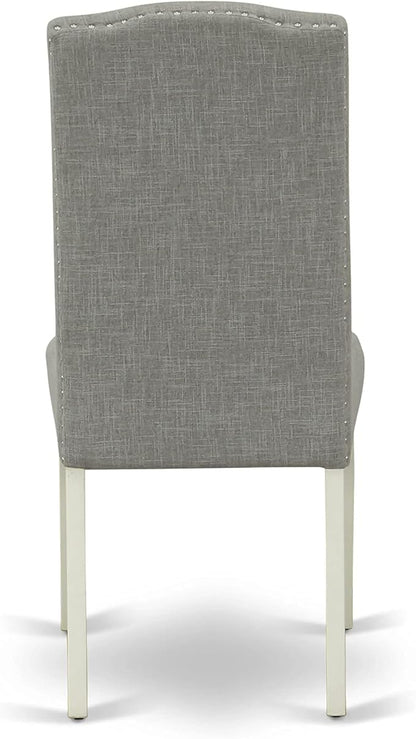 East West Furniture X077EN206-7 7 Piece Modern Dining Table Set Consist of a Rectangle Wooden Table with X-Legs and 6 Dark Shitake Linen Fabric Upholstered Chairs, 40x72 Inch, Multi-Color