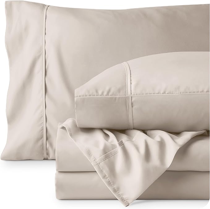 Bare Home Twin Sheet Set - 1800 Ultra-Soft Microfiber Bed Sheets - Double Brushed - Deep Pockets - Easy Fit - Extra Soft - 3 Piece Set - Bedding Sheets & Pillowcases (Twin, Wheat)