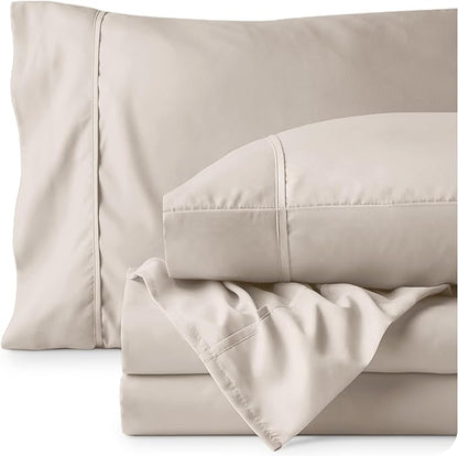 Bare Home Queen Sheet Set - Luxury 1800 Ultra-Soft Microfiber Bed Sheets - Double Brushed - Deep Pockets - Easy Fit - 4 Piece Set - Bedding Sheets & Pillowcases (Queen, Wheat)