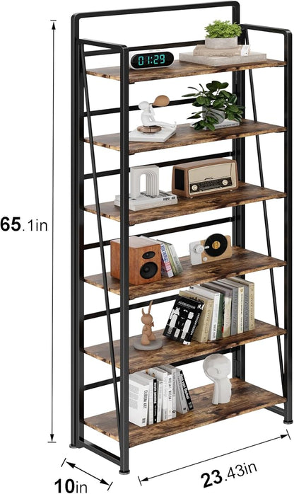 BHG No Assembly Folding Bookshelf for Living Room,Collapsible Book Shelf for Home Office, Portable Bookcase Storage Organizer Rack Shelves