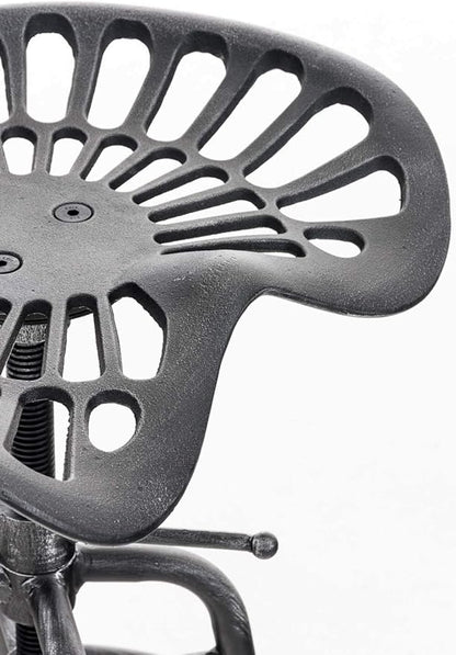 Diwhy Industrial Design Metal Adjustable Height Backrest Chair Vintage Tractor Saddle Bar Stool (Silver)