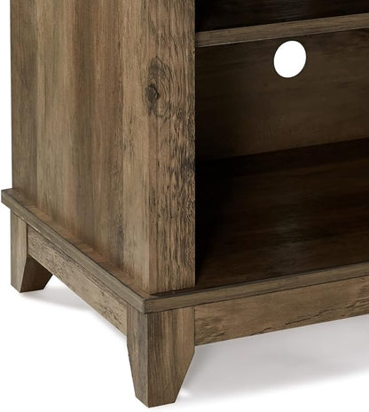 ROCKPOINT 58inch TV Stand Media Console for TV’s up to 65 Inches, Home Living Room Storage Console, Entertainment Center with 4 Open Storage Shelves, Modern TV Console Table (Rustic Oak)