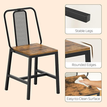 Dining Chairs Set of 4, Wooden Kitchen Chairs, Farmhouse Dining Chairs with Back Support, for Living Room, Kitchen, Rustic Brown and Black CY01L4BRN1