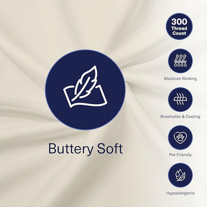 Kickoff Viscose Bamboo Sheets Queen Size 4-pc 100% Organic Bamboo Viscose Bed Cooling Sheets Queen Size Set Cool Bedding for hot Sleepers Sheet, Flat, Fitted, Pillowcases (Buttercream, Q)