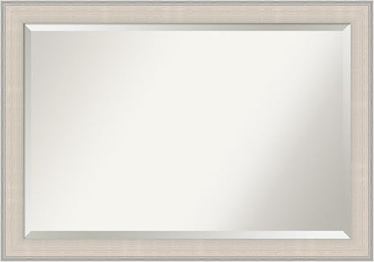 Amanti Art White Bathroom Mirror for Over Sink, 29x41 Cottage White Silver Rectangle Vanity Mirror, Large Coastal Wood Frame, Hangs Horizonally and Vertically, Bathroom Wall Decor, Beveled Edge