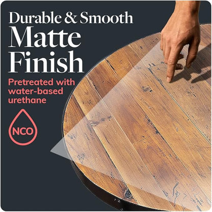 Reclaimed Wood Table Top - Rustic Recycled Wooden Piece Perfect for Signs, Kitchens, Dining and Coffee Table Tops (Reclaimed Wood Table Top with Metal Edge, 24" x 24")