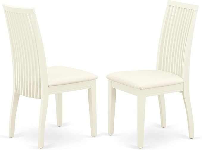 East West Furniture HBIP3-LWH-C 3 Piece Dinette Set for Small Spaces Contains a Round Dining Table with Pedestal and 2 Linen Fabric Upholstered Dining Chairs, 42x42 Inch, Linen White