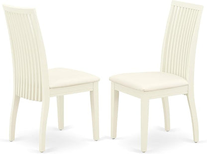 East West Furniture HBIP3-LWH-C 3 Piece Dinette Set for Small Spaces Contains a Round Dining Table with Pedestal and 2 Linen Fabric Upholstered Dining Chairs, 42x42 Inch, Linen White