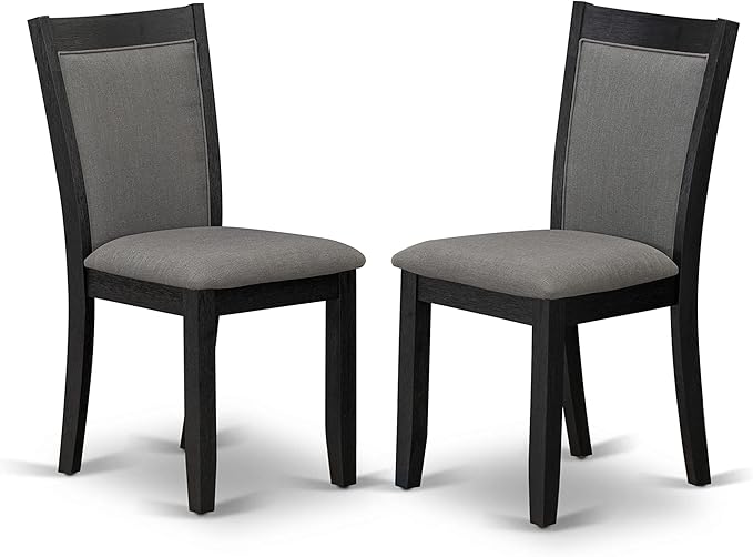 X12MZ-006-50 - 13-piece Dining Room Table Set a Rectangular Kitchen Table and 12 Dark Gotham Grey Linen Fabric Dining Chair, 39x120 Inch, Wire Brushed Black