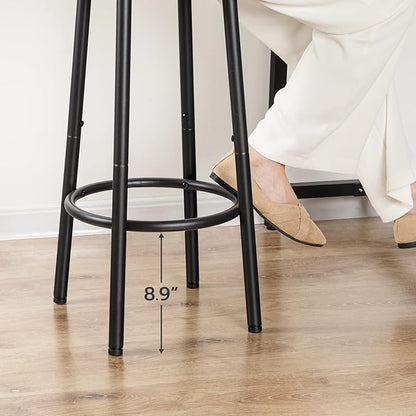 HOOBRO Bar Stools, Set of 2 Bar Chairs, Kitchen Round Height Stools with Footrest, Breakfast Barstools, Sturdy Steel Frame, for Dining Room, Kitchen, Party, Easy Assembly, Greige BG03BY01