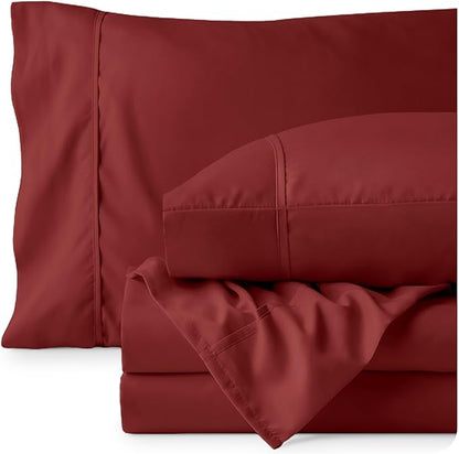 Bare Home Full Sheet Set - 1800 Ultra-Soft Microfiber Full Bed Sheets - Double Brushed - Deep Pockets - Easy Fit - 4 Piece Set - Bed Sheets (Full, Rosewood)