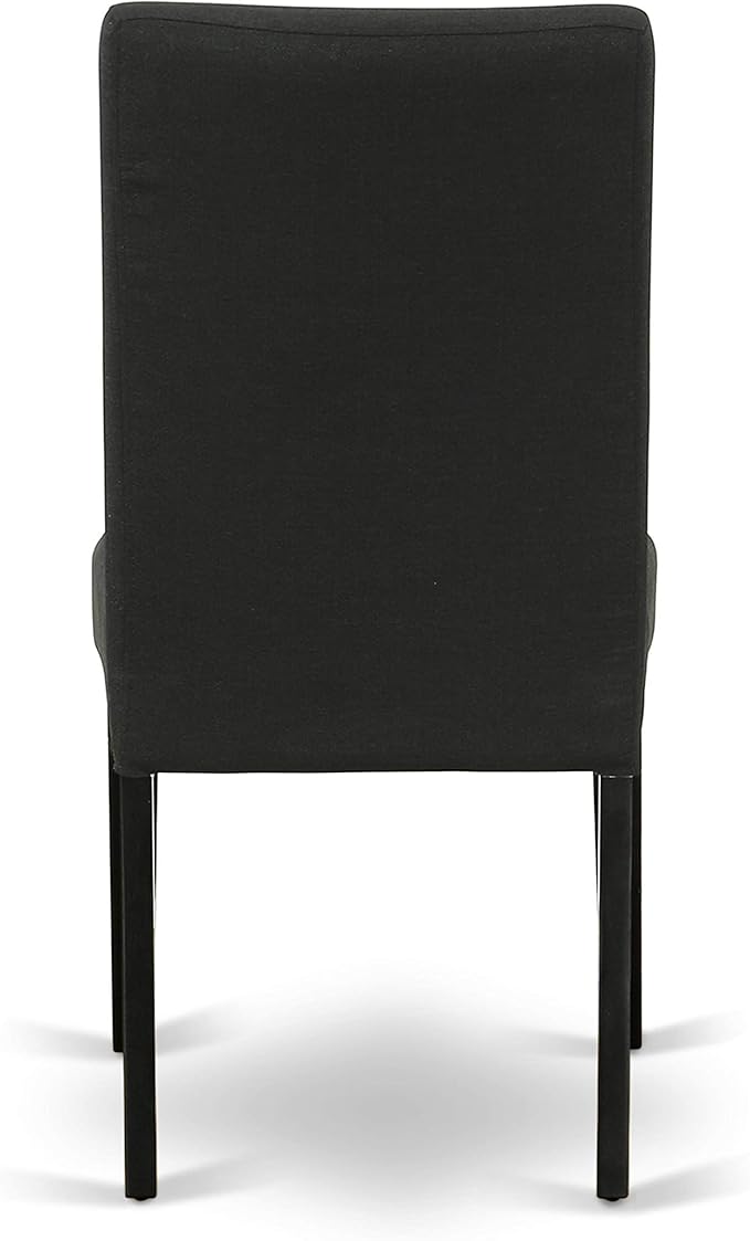 East West Furniture X697DR124-9 9 Piece Modern Dining Table Set Includes a Rectangle Wooden Table with X-Legs and 8 Black Color Linen Fabric Upholstered Chairs, 40x72 Inch, Multi-Color