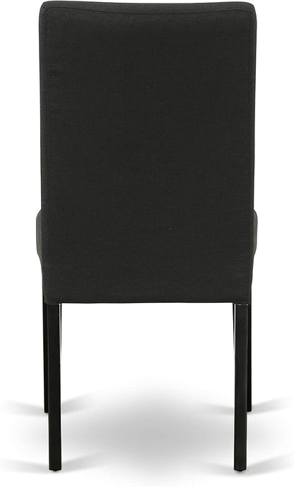 East West Furniture X626DR124-7 7 Piece Kitchen Table Set Consist of a Rectangle Dining Table with X-Legs and 6 Black Color Linen Fabric Parson Dining Chairs, 36x60 Inch, Multi-Color