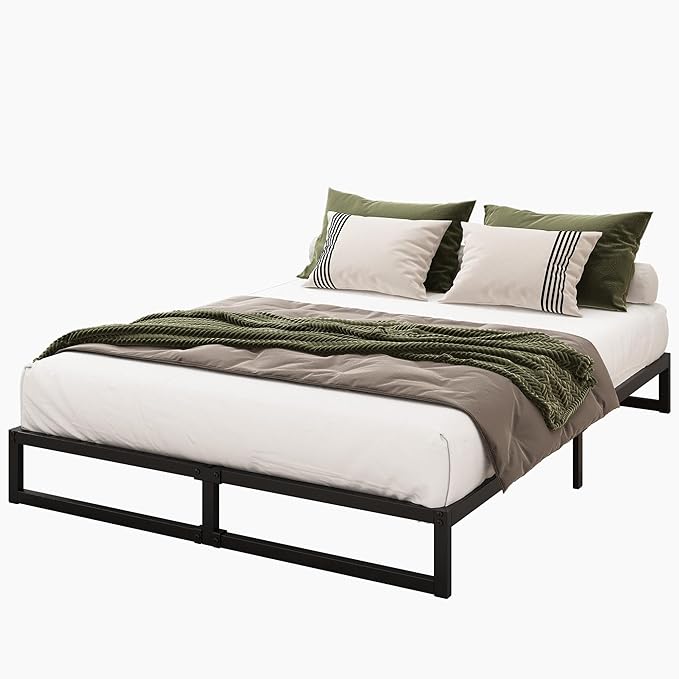 8 Inch King Bed Frame Sturdy Mattress Foundation, Heavy Duty Metal Platform with Steel Slats Support No Box Spring Needed, Noise Free, Easy Assembly, Black