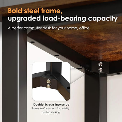 Need Small Computer Desk 39.4 inches Sturdy Writing Desk for Small Spaces, Small Desk Teens Desk Study Table Laptop Desk, Rustic Brown AC3-10060-FB