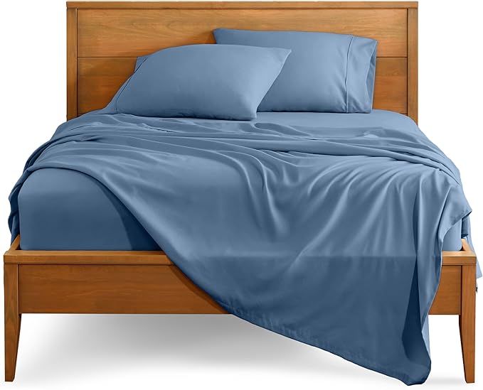 Bare Home Full XL Sheet Set - Luxury 1800 Ultra-Soft Microfiber Full Extra Long Sheets - Double Brushed - Deep Pockets - Easy Fit - 4 Piece Set - Bedding Sheets & Pillowcases (Full XL, Coronet Blue)