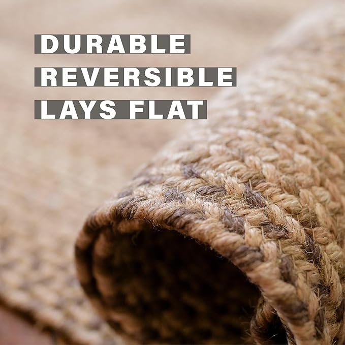 Cookie Dough Brown Small Braided Rugs, 2x3' Rectangle - Handmade with Jute, Warm Country Rustic Decor, Perfect for Laundry Rooms, Bathrooms and Entryways - Durable and Easy to Clean