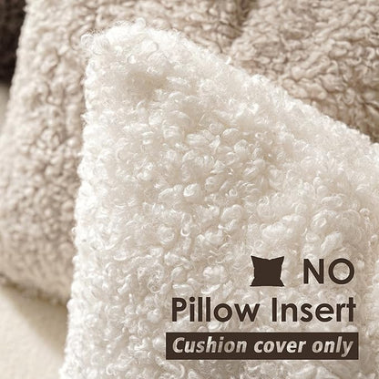 Foindtower 2 Pieces Faux Fur Throw Pillow Cover Accent Sherpa Pillow Fuzzy Soft Pillowcases Sheepskin Decorative Fleece Cushion Case for Bed Couch Living Room 18x18 Inch White