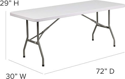 Flash Furniture Elon 6' Rectangular All-Occasion Plastic Folding Event Table, Folding Banquet Table for Indoor/Outdoor Events, White