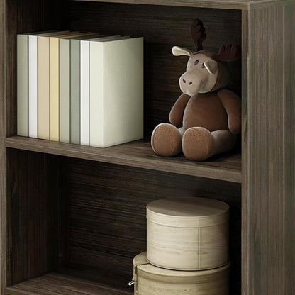Max & Lily Modern Farmhouse 2-Shelf Bookcase, Solid Wood Bookshelves for Kids Bedroom, Barnwood Brown