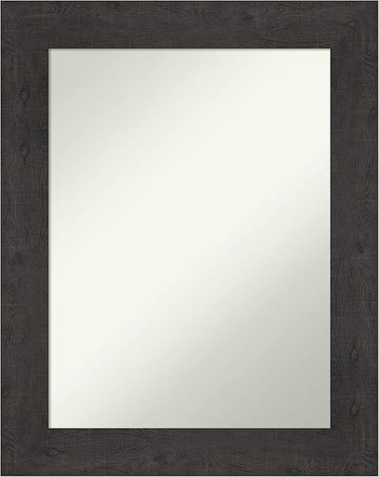 Amanti Art Brown Bathroom Mirror for Over Sink, 30x24 Rustic Plank Espresso Rectangle Vanity Mirror, Medium Country Rustic Frame, Hangs Horizonally and Vertically, Bathroom Wall Decor, Non-Beveled