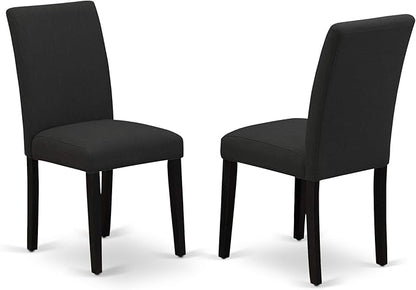East West Furniture X677AB624-7 7 Piece Dining Set Consist of a Rectangle Dining Room Table with X-Legs and 6 Black Color Linen Fabric Upholstered Chairs, 40x72 Inch, Multi-Color