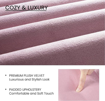 SHA CERLIN Full Bed Frame/Velvet Upholstered Platform Bed Frame with Headboard/Strong Wood Slats Support/Mattress Foundation/No Box Spring Needed - Pink