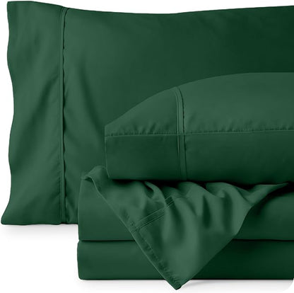 Bare Home Full Sheet Set - Luxury 1800 Ultra-Soft Microfiber Full Bed Sheets - Double Brushed - Deep Pockets - Easy Fit - 4 Piece Set - Bedding Sheets & Pillowcases (Full, Forest Green)