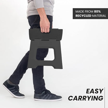 Vigar Compact Step Stool Foldable, 9-inch Step Stools for Adults up to 330 Pound, Lightweight Stool, Non-Slip Folding Step Stool, Black