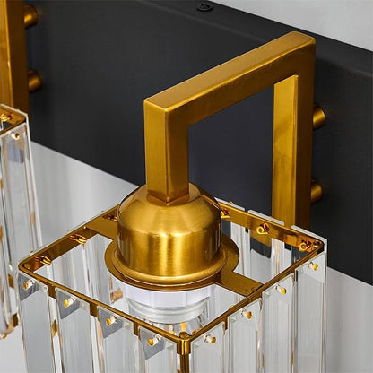 Modern Bathroom Vanity Light 3-Lights Black Gold Crystal Wall Lamp Bathroom Modern Crystal Vanity Lighting