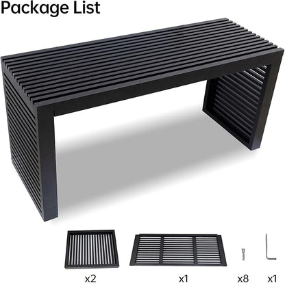 Bamboo Dining Bench, 35 inch Entryway Bench, Indoor Kitchen Table Bench for Entryway Dining Room Living Room Bedroom End of Bed-Black