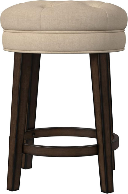 Hillsdale Krauss Backless Swivel Counter Stool, Charcoal Gray Finish with Linen Stone Fabric