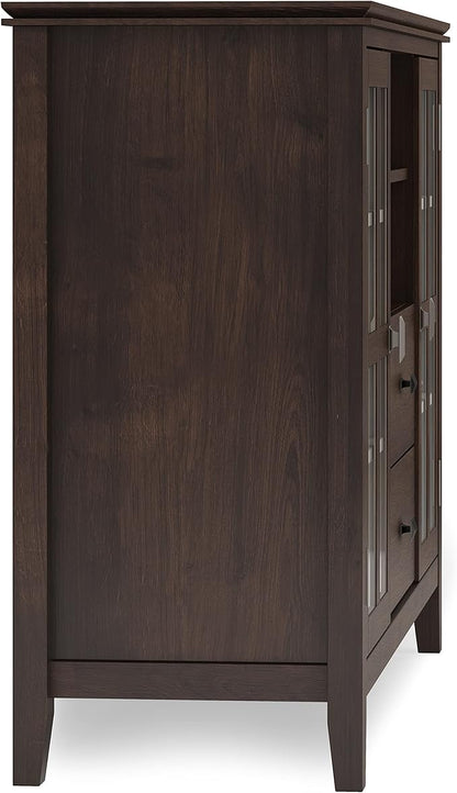 SIMPLIHOME Artisan SOLID WOOD 53 inch Wide Contemporary TV Media Stand in Dark Chestnut Brown For TVs up to 60 inches for the Living Room and Entertainment Center