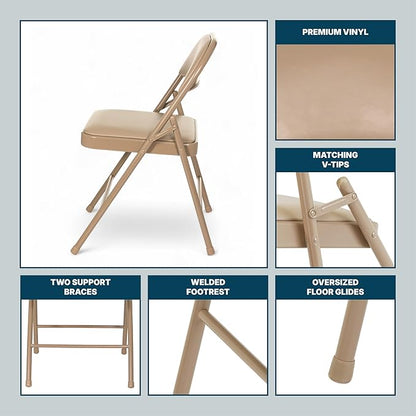 OEF Furnishings OEF950 Series Vinyl Padded Steel Folding Chairs (4-Pack, Beige)