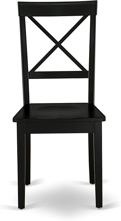 East West Furniture LGBO5-BLK-W 5 Piece Kitchen Table & Chairs Set Includes a Rectangle Dining Room Table with Butterfly Leaf and 4 Dining Chairs, 42x84 Inch, Black